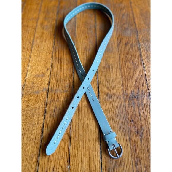 EDDIE BAUER Skinny Light Green Leather Belt w/Whipstitch Accent sz S - Picture 4 of 11